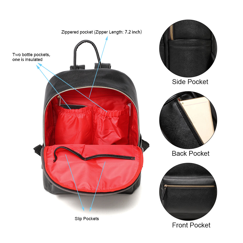 Vegan Leather Black Colorland Nappy Bag Backpack – Brighter Babes