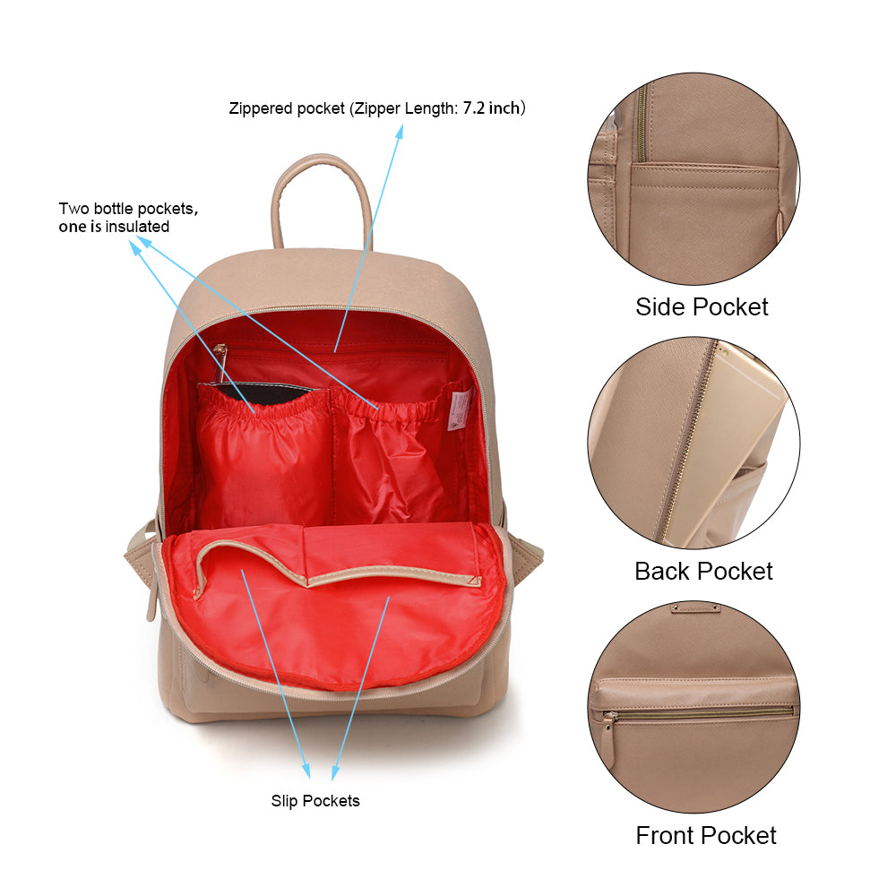 colorland leather backpack Vegan Leather Brown Colorland Nappy Bag Backpack – Brighter Babes