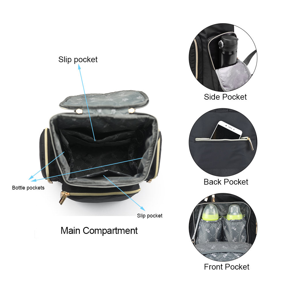 colorland leather backpack baby diaper bag Colorland Nappy Bag Backpack Black – Brighter Babes