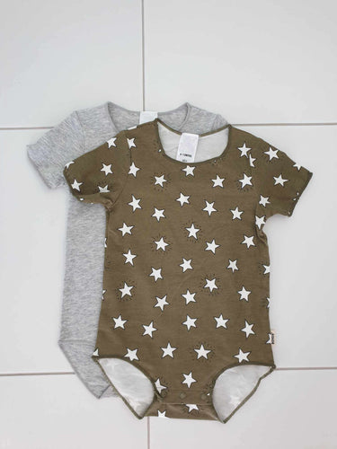 Superstar 2 Pack Short Sleeve Wonderbodies Bodysuit Star & Grey