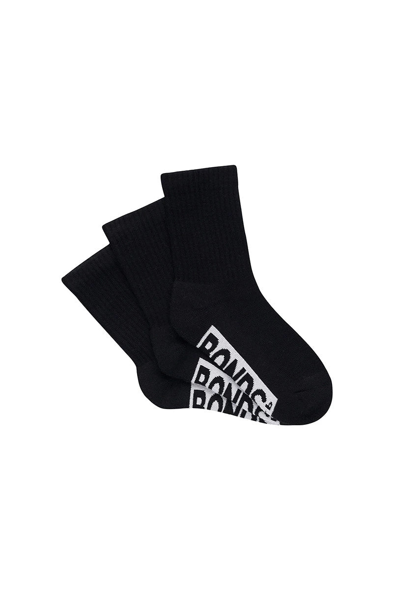 Cushioned Black Crew Kids Socks 3 Pack