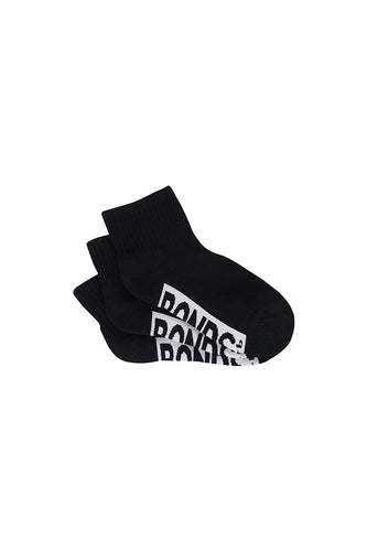 Cushioned Black Quarter Crew Kids Socks 3 Pack