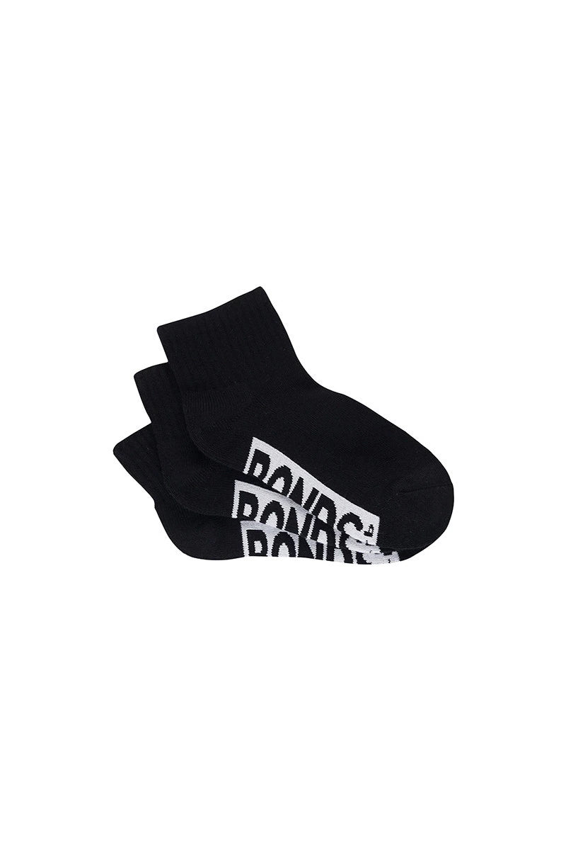 Cushioned Black Quarter Crew Kids Socks 3 Pack