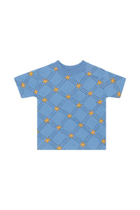 Starlit Check Blue Aussie Cotton Crew Tee CLEARANCE