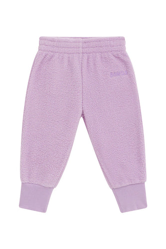 Cotton Purple Pansy Teddy Fleece Trackie