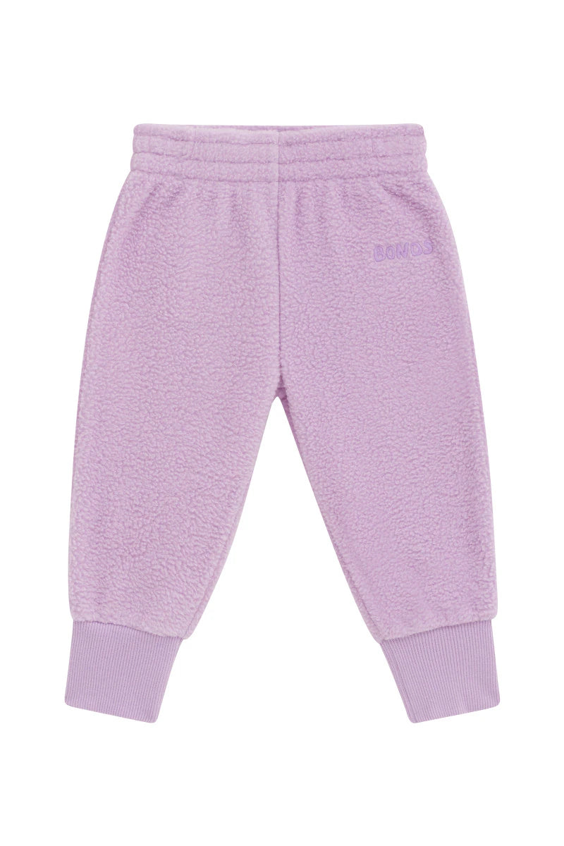 Cotton Purple Pansy Teddy Fleece Trackie