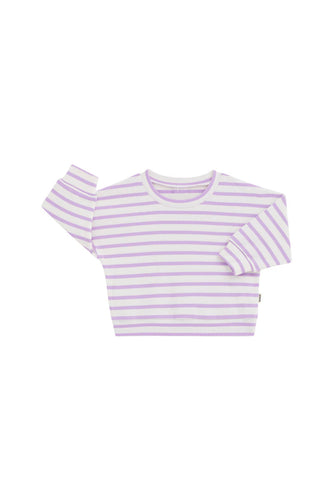 Purple Pansy Wide Needle Rib Pullover