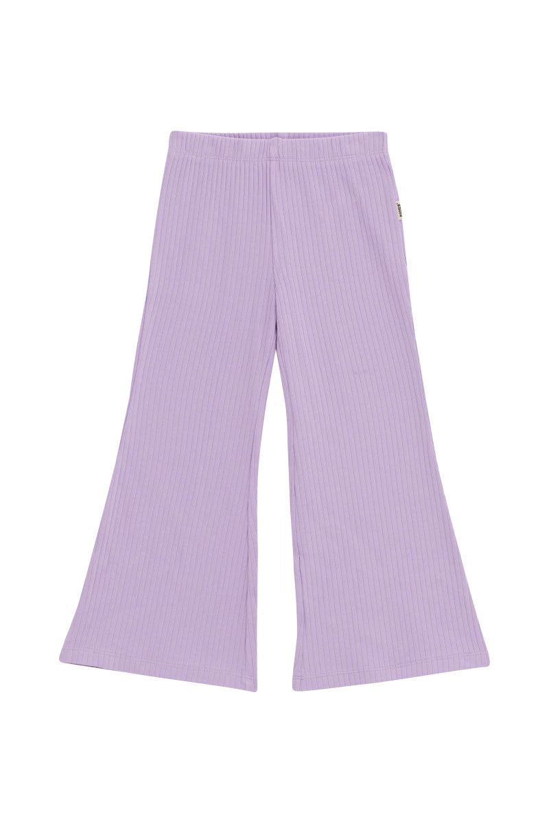 Purple Pansy Rib Flare Pants