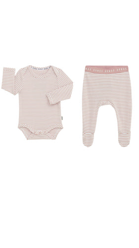 Newbies Stripe Dust Ribbed Footed Pant & Cardigan Set