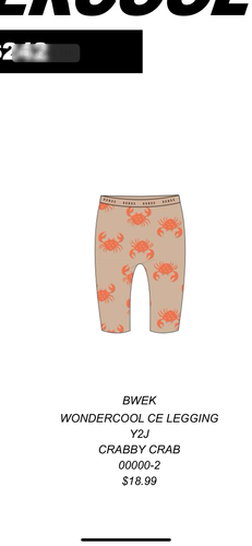 Crabby Crab Wondercool Leggings CLEARANCE