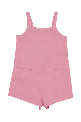 Strawberry Milkshake Wide Needle Rib Romper CLEARANCE
