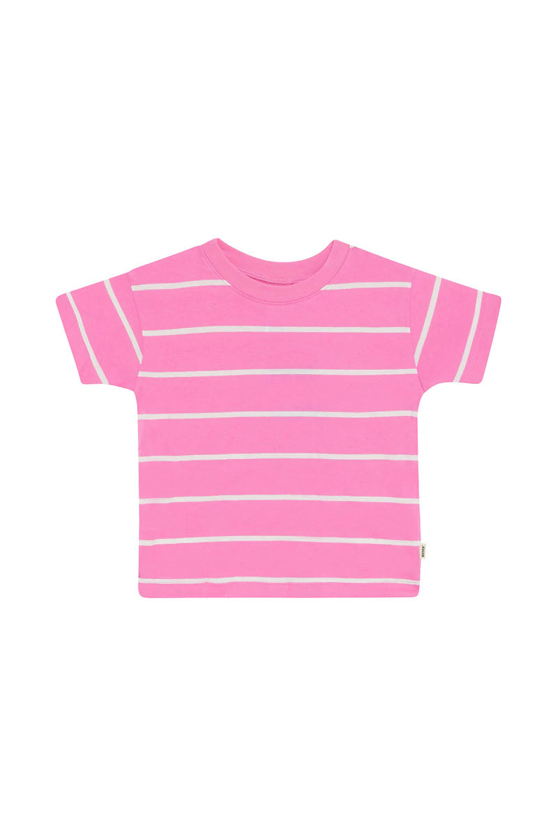 Pink Rugby Stripe Aussie Cotton Crew Tee CLEARANCE