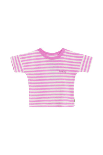 Pink Stripe Terry Towelling Pullover