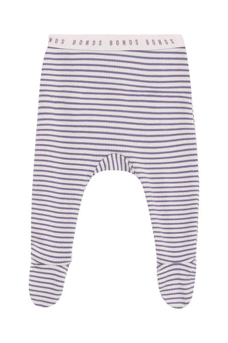 Newbies Stripe Violet Ribbed Footed Pant