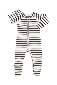Black Wide Needle Ribbed Zippy