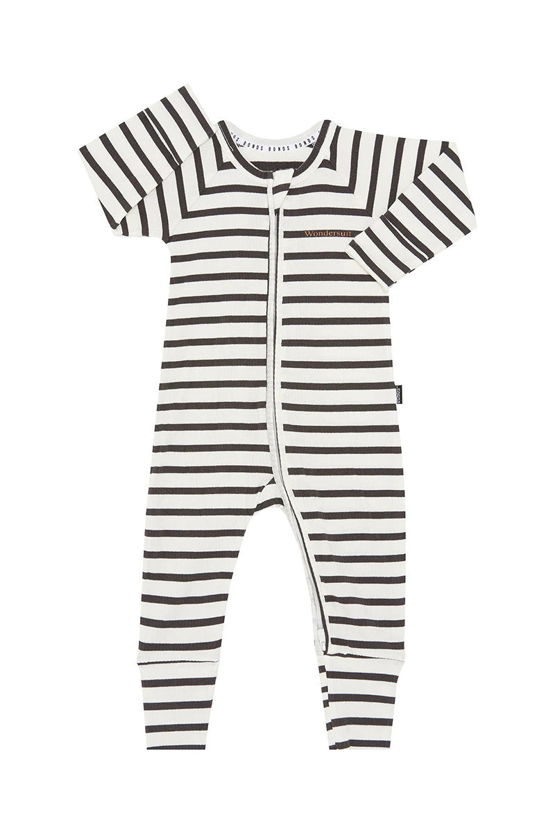 Black Wide Needle Ribbed Zippy