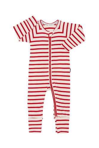 Parisian Red Wide Needle Ribbed Zippy