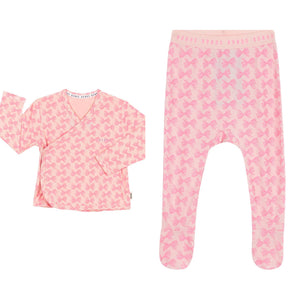 Newborn Bows Pink Footed Pant & Cardigan Set CLEARANCE