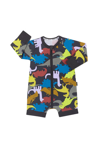 Dino Party Short Leg Romper CLEARANCE