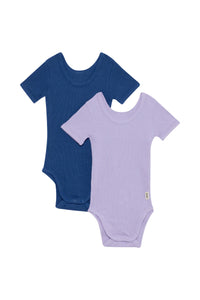 Lilac Navy Organic Bodysuit Set