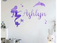 Load image into Gallery viewer, Dolphin &amp; Mermaid Custom Name Decal
