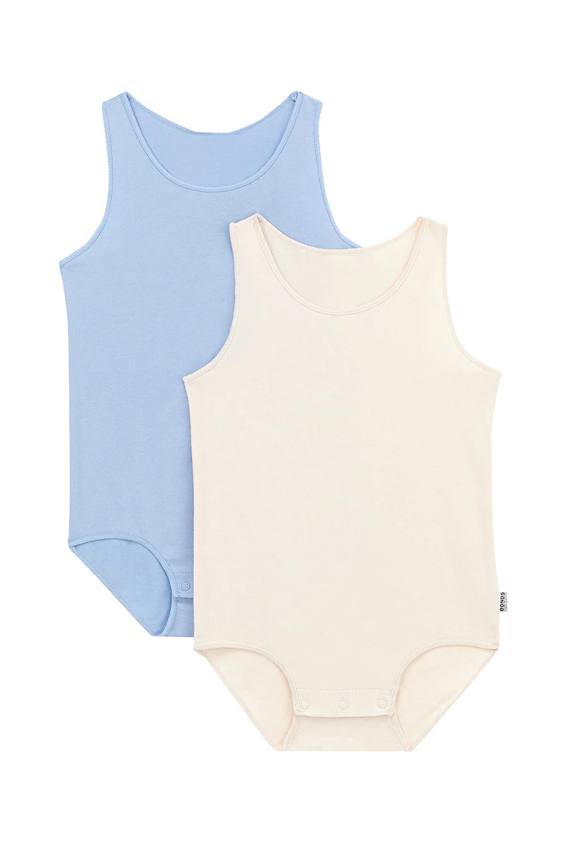 Organic Wonderbodies 2 Pack Singlet Set Blueberry Cream CLEARANCE