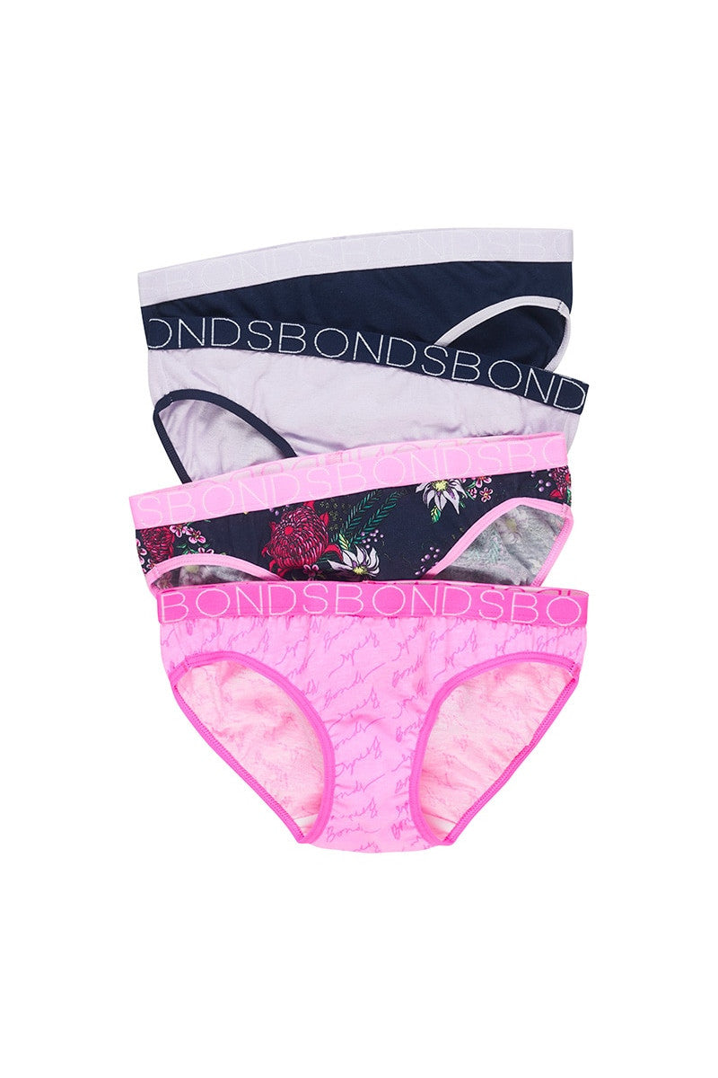 Seasonal Basic 4 Pack Girls Briefs