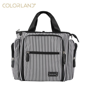 Stripe Tote Nappy Bag Black