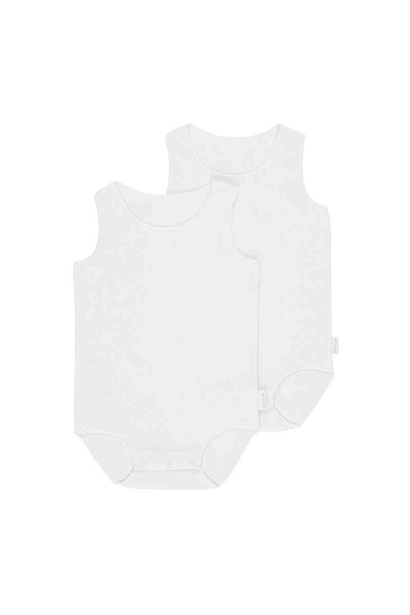 2 Pack Singlet Ribbed Wonderbodies Bodysuit White