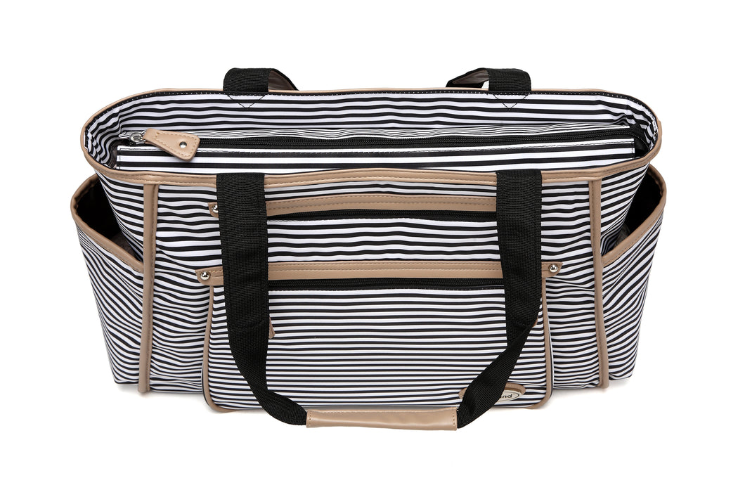 Stripe Tote Nappy Bag Black