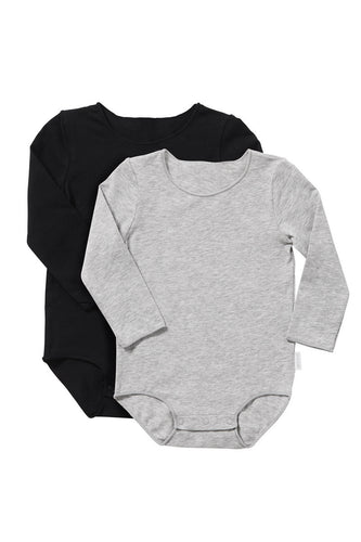 2 Pack Long Sleeve Wonderbodies Bodysuit Black & Grey