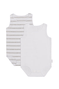 Pack Singlet Ribbed Wonderbodies Bodysuit White & Grey