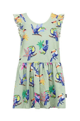 Toucan Twirl Frill Sleeve Hipster Dress CLEARANCE