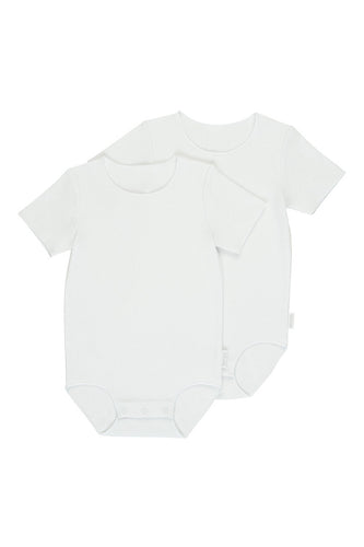 2 Pack Short Sleeve Ribbed Wonderbodies Bodysuit White