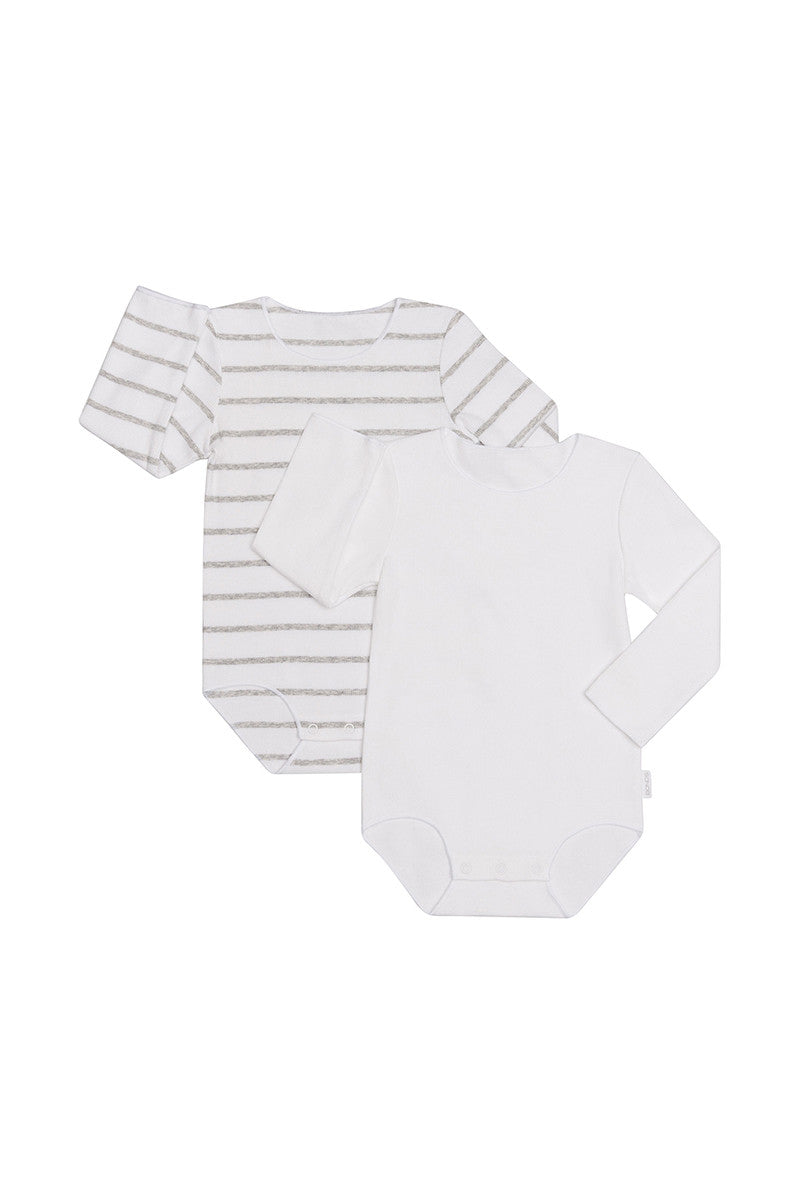 Rib Wonderbodies 2 Pack Long Sleeve Set Grey & White CLEARANCE