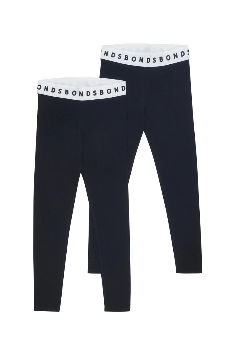 2 Pack Black Hipster Leggings
